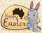 Cute Bilby Holding a Decorated Egg Celebrating the Australian Easter, Vector Illustration