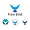 Cute Bird Flying Wings Symbolize Freedom Logo