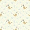 Cute bird and music notes seamless pattern