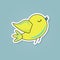 Cute bird sticker in pop art style.