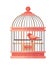 Cute bird trapped in ornate birdcage decoration