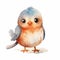 Cute Bird Watercolor Illustration: Cartoon-like Characters With Inventive Designs