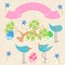 Cute birds baby shower invitation card design. Layout template p