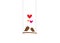 Cute Birds Couple Silhouette Vector, Colorful Birds on swing with hearts illustration, Wall Decals, Birds in love, Wall Decor