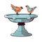 cute birds standing on water fountain