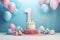 cute birthday baby cake celebration with balloons