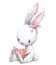 Cute birthday cartoon hare with book