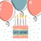 Cute Birthday greeting card handdrawn background design.