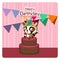 Cute birthday greeting with a raccon dog