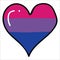 Cute bisexual heart cartoon  illustration motif set. Hand drawn isolated pride flag elements clipart for LGBTQ blog, love