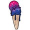 Cute bisexual ice cream cone cartoon vector illustration motif set. LGBTQ love sweet treat elements for pride blog