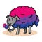 Cute bisexual sheep with tasty ice cream cartoon vector illustration motif set. Hand drawn isolated summer treat