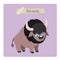 Cute bison illustration on purple background