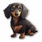 Cute Black Brown Dachshund Dog Sticker - Realistic Detailed Rendering