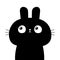 Cute black bunny rabbit hare silhouette icon. Cute kawaii cartoon character. Happy Easter Valentines Day. Baby greeting card
