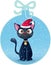 Cute Black Cat in Christmas Ball Holiday Card