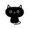 Cute black cat icon. Funny cartoon character. Kawaii animal. Tail, whisker, big eyes. Kitty kitten. Baby pet collection. White bac