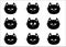 Cute black cat set. Emotion collection. Happy, smiling and sad, angry kitten head face. Optimist pessimist. Funny cartoon characte