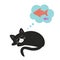 Cute black cat is sleeping and dreaming about fish