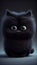 Cute Black Fluffy Hair Black Cat As A Pixar Character AI Generative