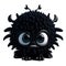 Cute black furry monster on a transparent background