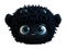 Cute black furry monster on a transparent background