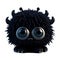 Cute black furry monster on a transparent background