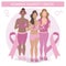 Cute Black girl running against cancer. Flat Illustration of a Woman in vector. Medical campaign icon