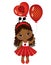 Cute Black Girl Wearing Ladybug Antenna Headband. Vector Ladybug Girl 