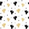 Cute black and gold cactus seamless pattern background illustration