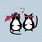 Cute black japanese cats. Kawaii animal. Couple in love. Love card for Valentine\\\'s Day.