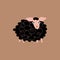 Cute black lamb hand drawn vector illustration. Isolated animal character in flat style for kids.