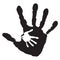 Cute black paint hand of mother child handprint