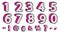 Cute black polka dots 3D set of numbers and signs. Vector LOL girly doll surprise style.