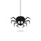 Cute black spider hangs on a spider web isolated on white background. Vector illustration EPS 10