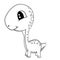 Cute Black and White Cartoon of Baby Brontosaurus Dinosaur