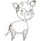 Cute black and white cartoon okapi smiling character.