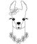 Cute black-white lama with flowers. Peruvian animal, llama for coloring, childish print for fabric, t-shirt, poster