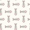 Cute black white pink fish bone seamless pattern background illustration