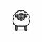 Cute Black And White Sheep Icon In Algeapunk Style