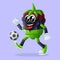 Cute blackberry character playing soccer