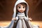 Cute Blessed Mary animated. animated expressions, quirky expressions, playful expressions, black and white background