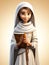 Cute Blessed Mary animated. animated expressions, quirky expressions, playful expressions, black and white background