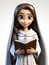 Cute Blessed Mary animated. animated expressions, quirky expressions, playful expressions, black and white background