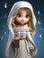 Cute Blessed Mary animated. animated expressions, quirky expressions, playful expressions, black and white background