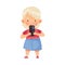 Cute Blond Girl Holding Smartphone and Taking Photo Vector Illustration