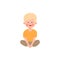Cute blonde boy sitting cross-legged in yoga pose, healthy yoga, sport exercise vector cartoon isolated illustration