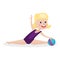 Cute blonde little girl performing gymnastic exercise, young gymnasts doing rhythmic gymnastics with ball colorful Illustra