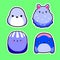 cute blue adorable chubby animals cartoon sticker set of 4 for children toys