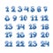 Cute blue Advent calendar numbers for December